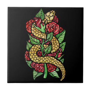 Flower Snake Ceramic Tile