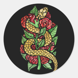 Flower Snake Classic Round Sticker