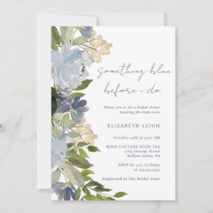 Flower Something Blue Before I Do Bridal Shower  Invitation