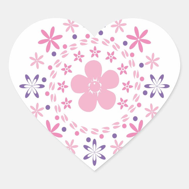 Flower Spiral: Vector Art: Heart Sticker (Front)