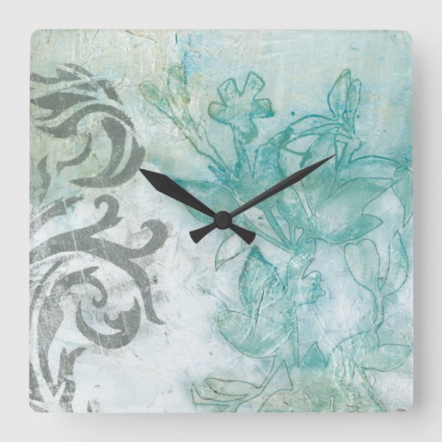 Flower Spray II Square Wall Clock (Front)