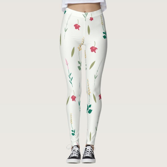 Flower Spring Blooming Floral Leggings (Front)
