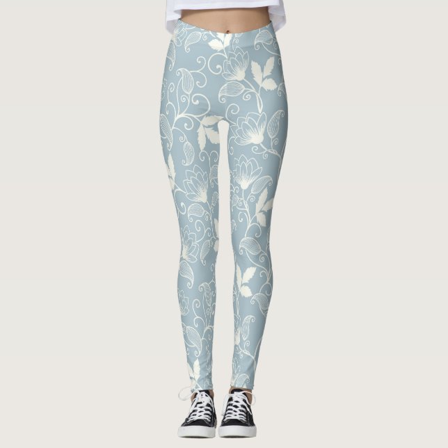 Flower Spring Blooming Floral Leggings (Front)
