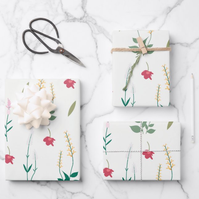 Flower Spring Blooming Floral Seamless Wrapping Paper Sheet (Front)