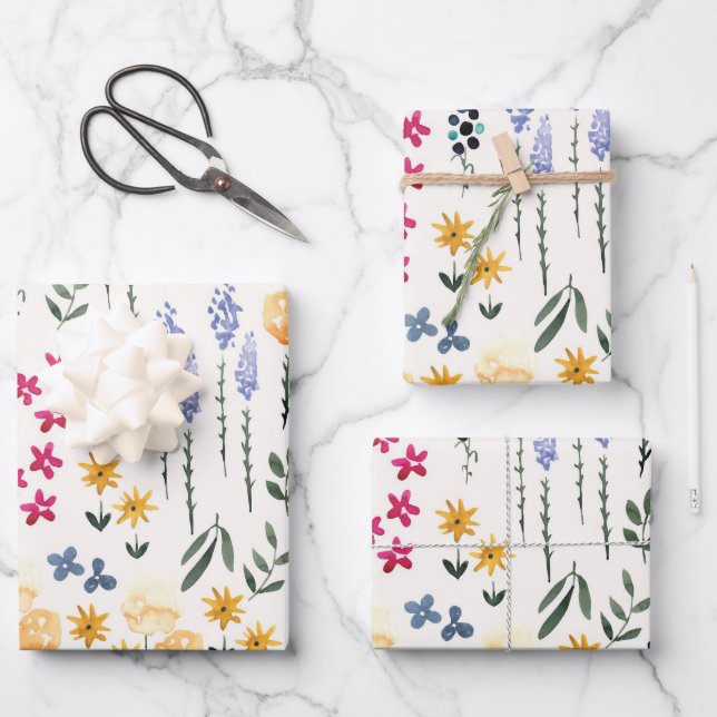 Flower Spring Blooming Floral Seamless Wrapping Paper Sheet (Front)