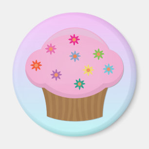 Flower Sprinkles Cupcake Magnet