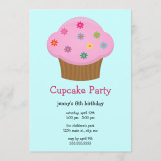 Flower Sprinkles Cupcake Party Invitations