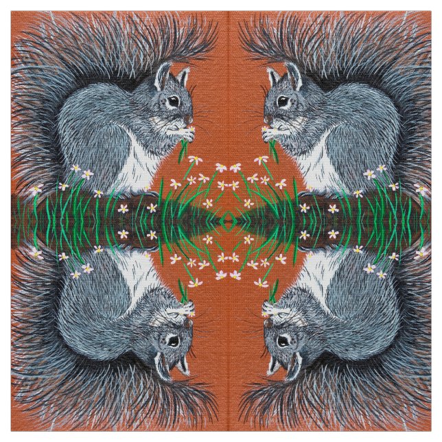 Flower Squirrel Fabric (Swatch)