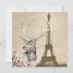 Flower Stag & Eiffel Tower Card