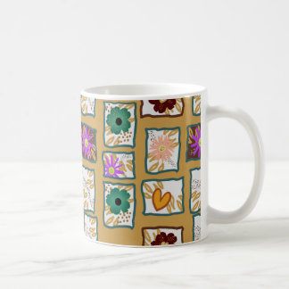Flower stamp pattern coffee mug