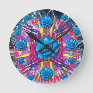 Flower Star Round Clock