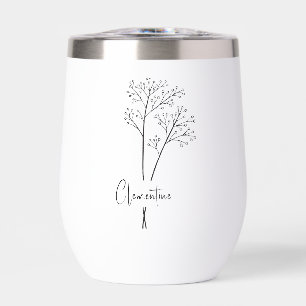Flower stem, black script typography