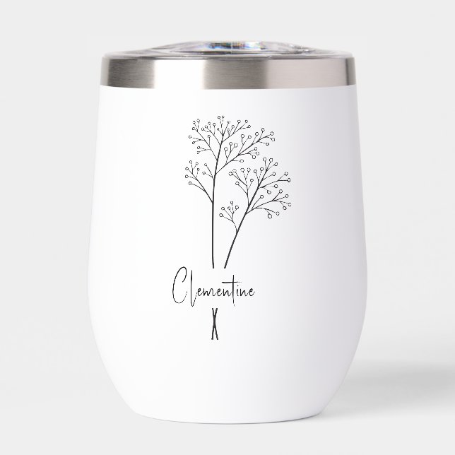 Flower stem, black script typography  (Front)
