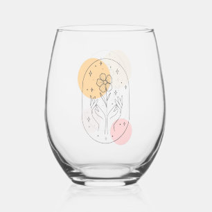 Flower Stemless Wine Glass