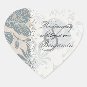 Flower Stencil Heart Sticker