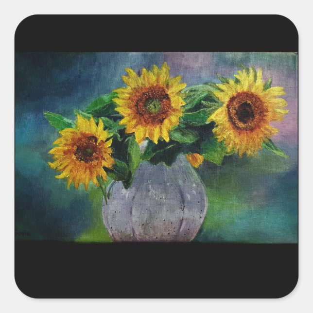 flower sticker/label square sticker (Front)