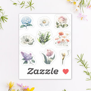 Flower Sticker Pack Watercolor Pretty Garden Cute 