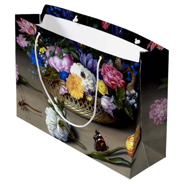 Flower Still Life Bosschaert Dutch Painting Art Large Gift Bag (Back Angled)