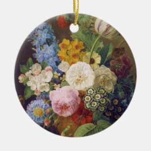 Flower Still Life by Jean Ulrich Tournier Ceramic Ornament