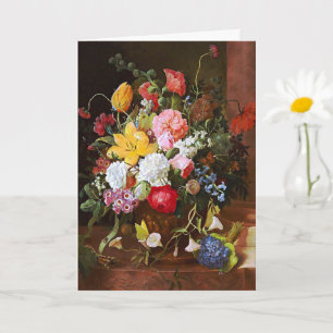Flower Still Life Of Roses Tulips And Violets Card
