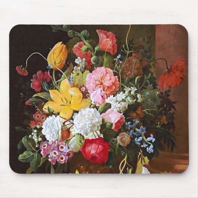 Flower Still Life Of Roses Tulips And Violets Mouse Pad (Front)