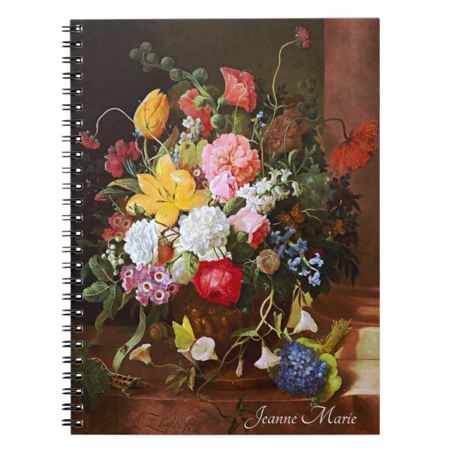 Flower Still Life Of Roses Tulips And Violets Notebook (Front)