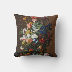 Flower Still Life with Bird's Nest Severin Roesen Cushion