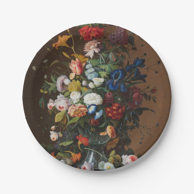 Flower Still Life with Bird's Nest Severin Roesen Paper Plate (Front)