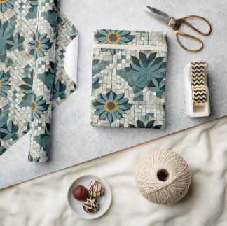 Flower stone mosaic wrapping paper
