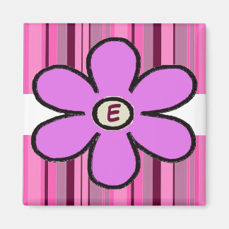 Flower Stripe Initial Magnet