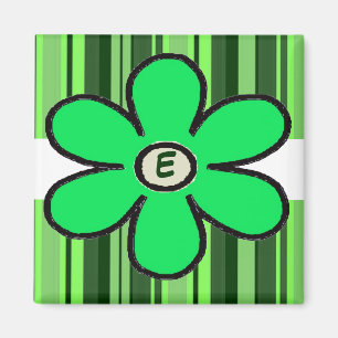 Flower Stripe Initial Magnet