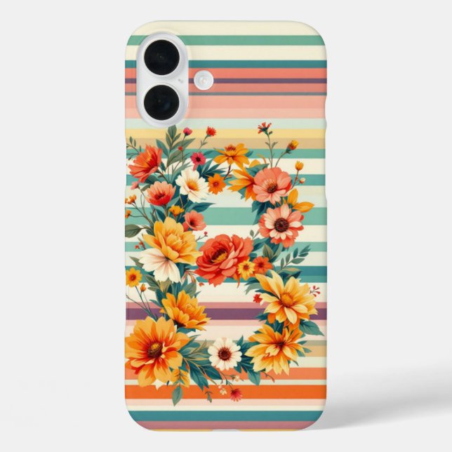 flower Stripes Retro (B) Case-Mate iPhone Case (Back)