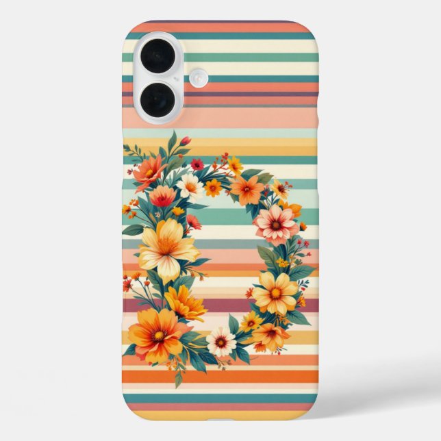 Flower Stripes Retro (D) Case-Mate iPhone Case (Back)
