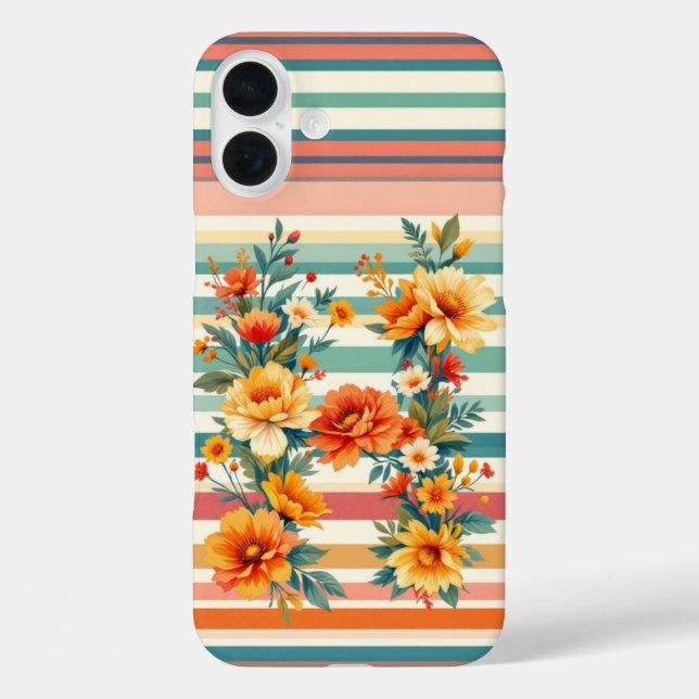 Flower Stripes Retro (H) Case-Mate iPhone Case (Back)
