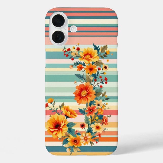 Flower Stripes Retro (J) Case-Mate iPhone Case (Back)