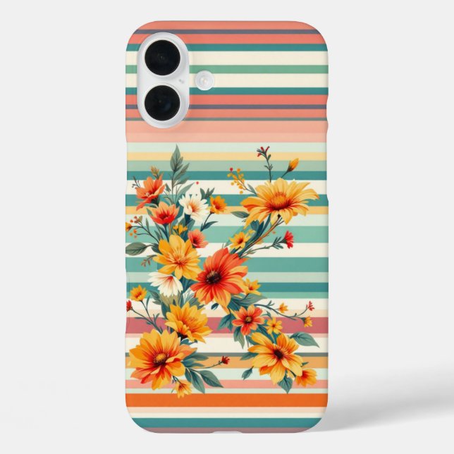 Flower Stripes Retro (K) Case-Mate iPhone Case (Back)