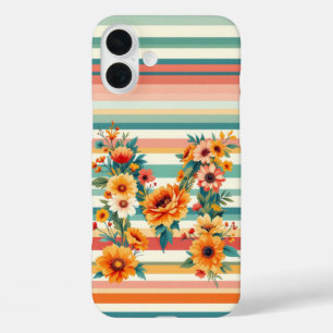 Flower Stripes Retro (M) iPhone 16 Plus Case