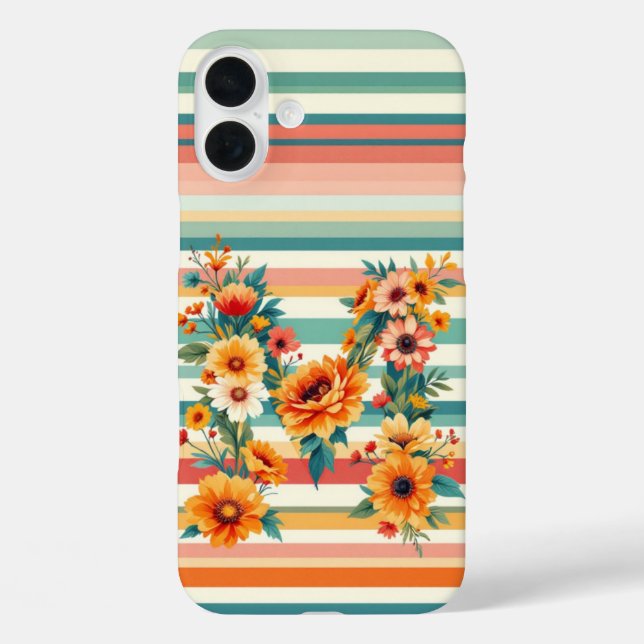 Flower Stripes Retro (M) Case-Mate iPhone Case (Back)