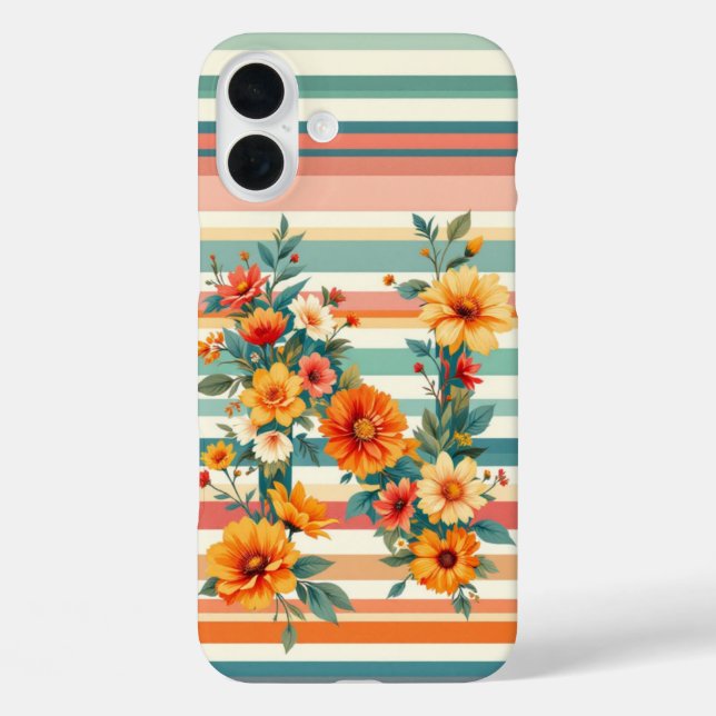 Flower Stripes Retro (N) Case-Mate iPhone Case (Back)