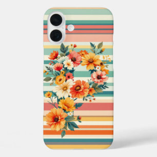 Flower Stripes Retro (P) iPhone 16 Plus Case
