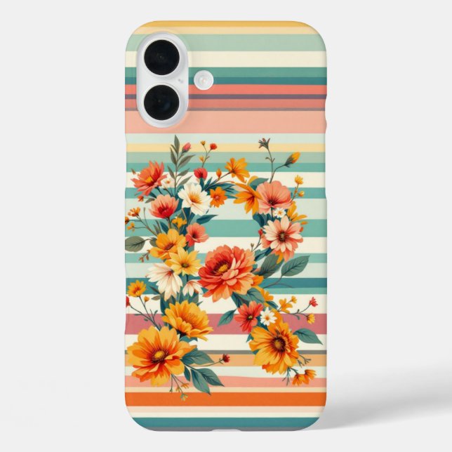 Flower Stripes Retro (R) Case-Mate iPhone Case (Back)