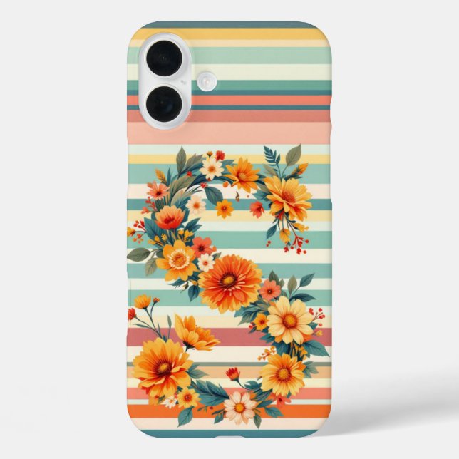 Flower Stripes Retro (S) Case-Mate iPhone Case (Back)