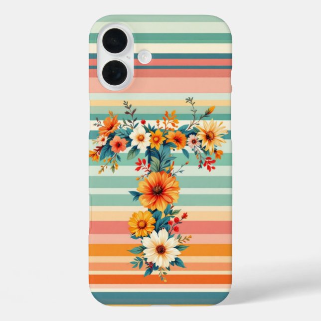 Flower Stripes Retro (T) Case-Mate iPhone Case (Back)
