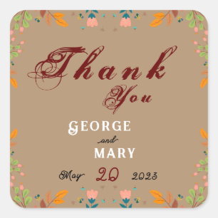 Flower style    square sticker