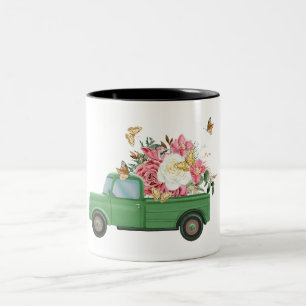 Flower Sublimation Designs Two-Tone Coffee Mug