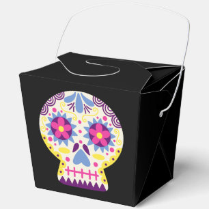 Flower Sugar Skull Black Halloween Party Favour Bo Favour Box