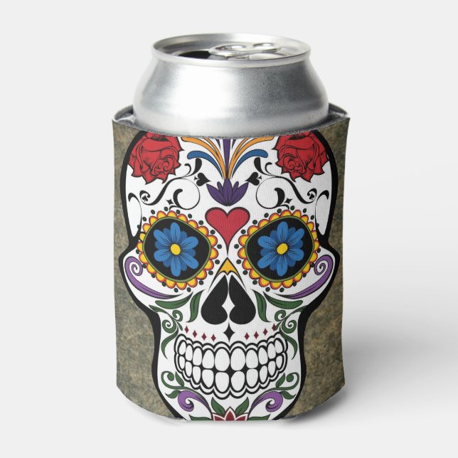Flower Sugar Skull Can Cooler (Can Front)