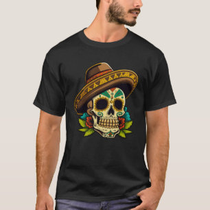 Flower Sugar Skull Cinco De mayo Dia de Los Muerto T-Shirt