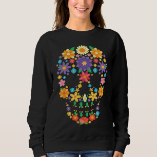 Flower Sugar Skull Halloween Day of Dead Costume Sweatshirt