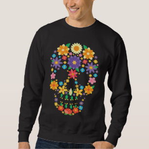 Flower Sugar Skull Halloween Day of Dead  Costume  Sweatshirt